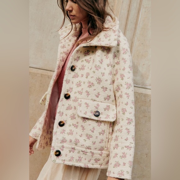 Sezane Jackets & Blazers - Sézane Leo wool blend coat little roses prairie NWT